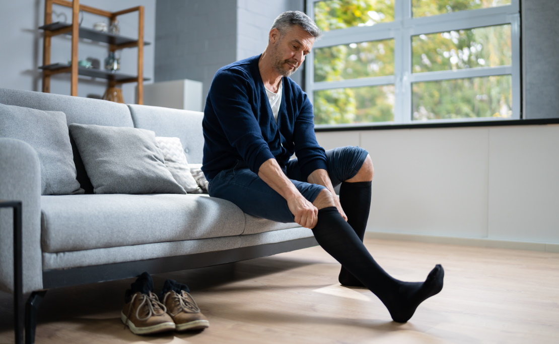 Compression socks top for sitting